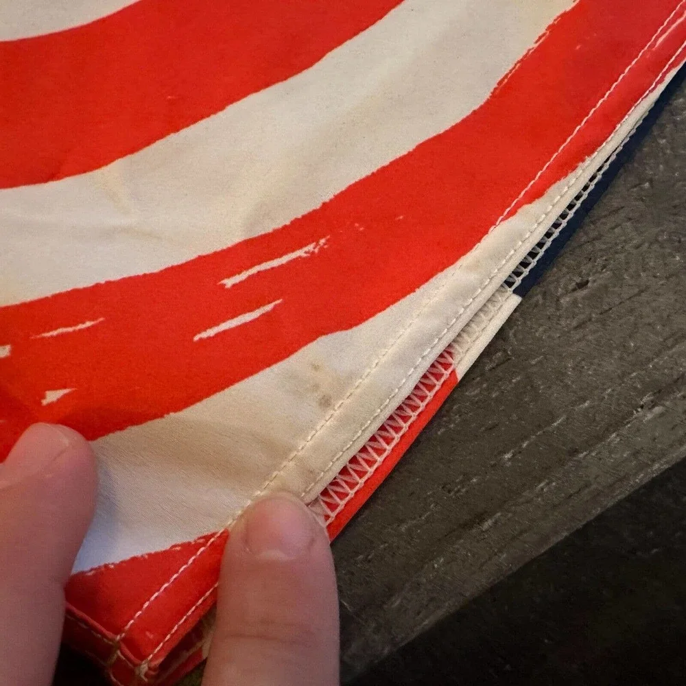 RVCA ANP Board Shorts Mens Size 33 Peace Red White Artist PMTENORE Swim Trunks‎